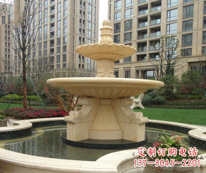 常州小区景观晚霞红多层喷泉石雕 (3)