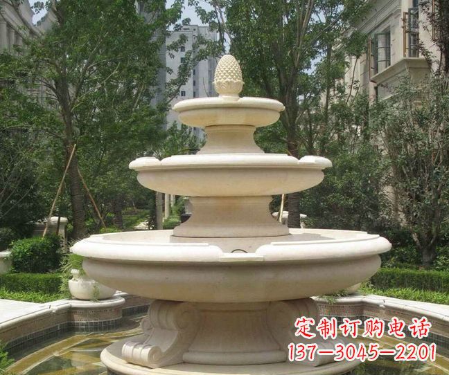 常州小区景观晚霞红多层喷泉石雕