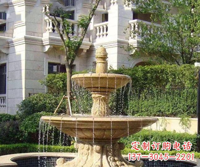 常州小区景观晚霞红多层喷泉石雕 (4)