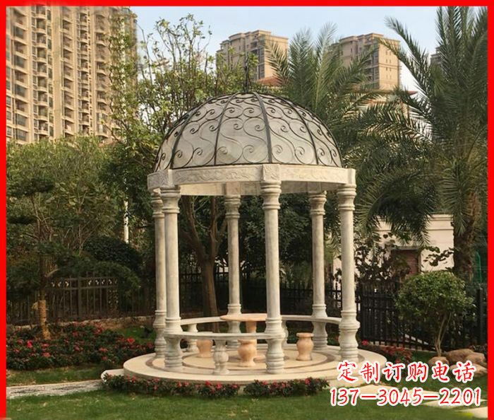 常州小区欧式圆顶凉亭石雕 (2)