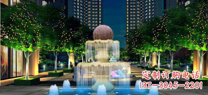 常州小区石来运转风水球石雕喷泉