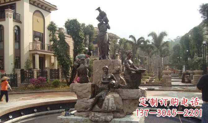 常州小区西方美女喷泉人物铜雕