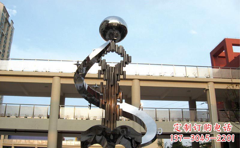 常州校园不锈钢抽象钥匙和书籍雕塑