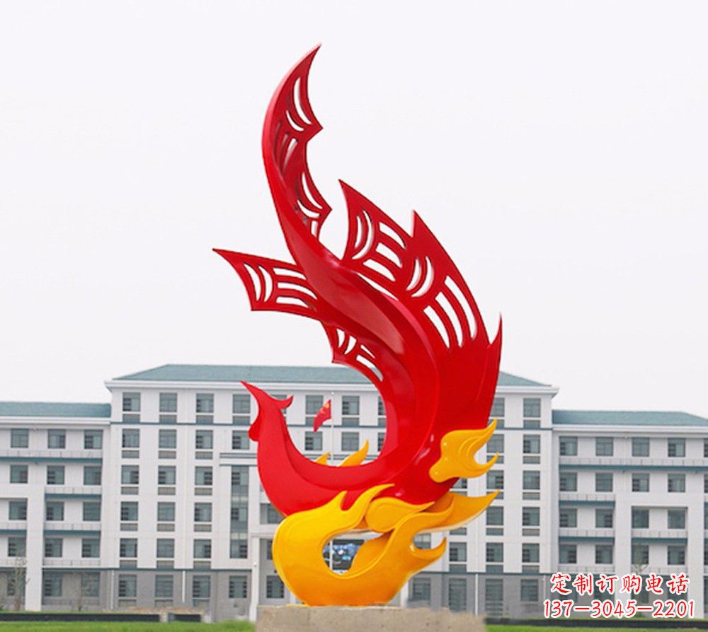 常州校园不锈钢凤凰浴火雕塑