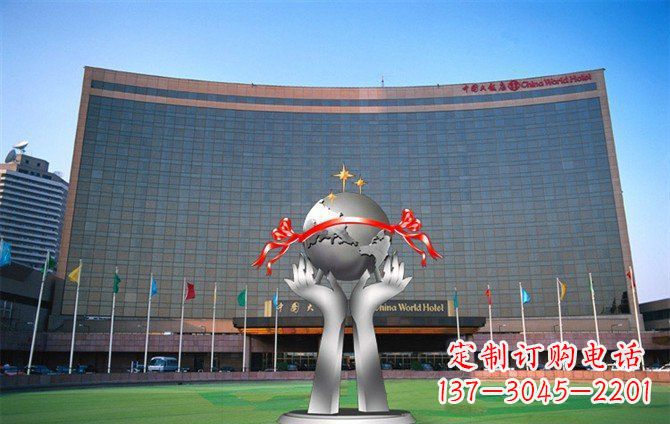 常州校园不锈钢双手捧地球雕塑