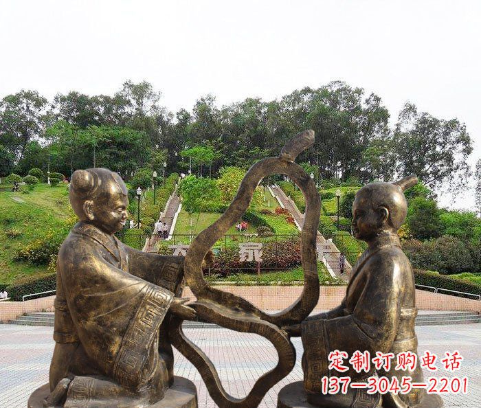 常州校园抽象孔融让梨铜雕