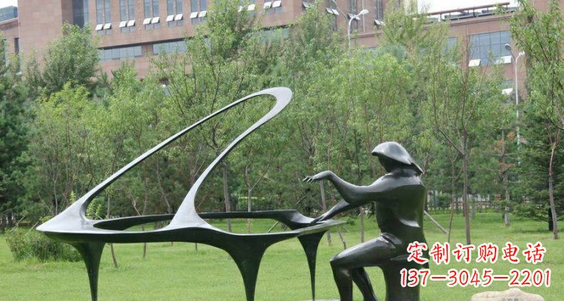 常州校园弹钢琴景观铜雕