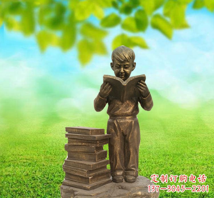 常州校园读书的小男孩铜雕