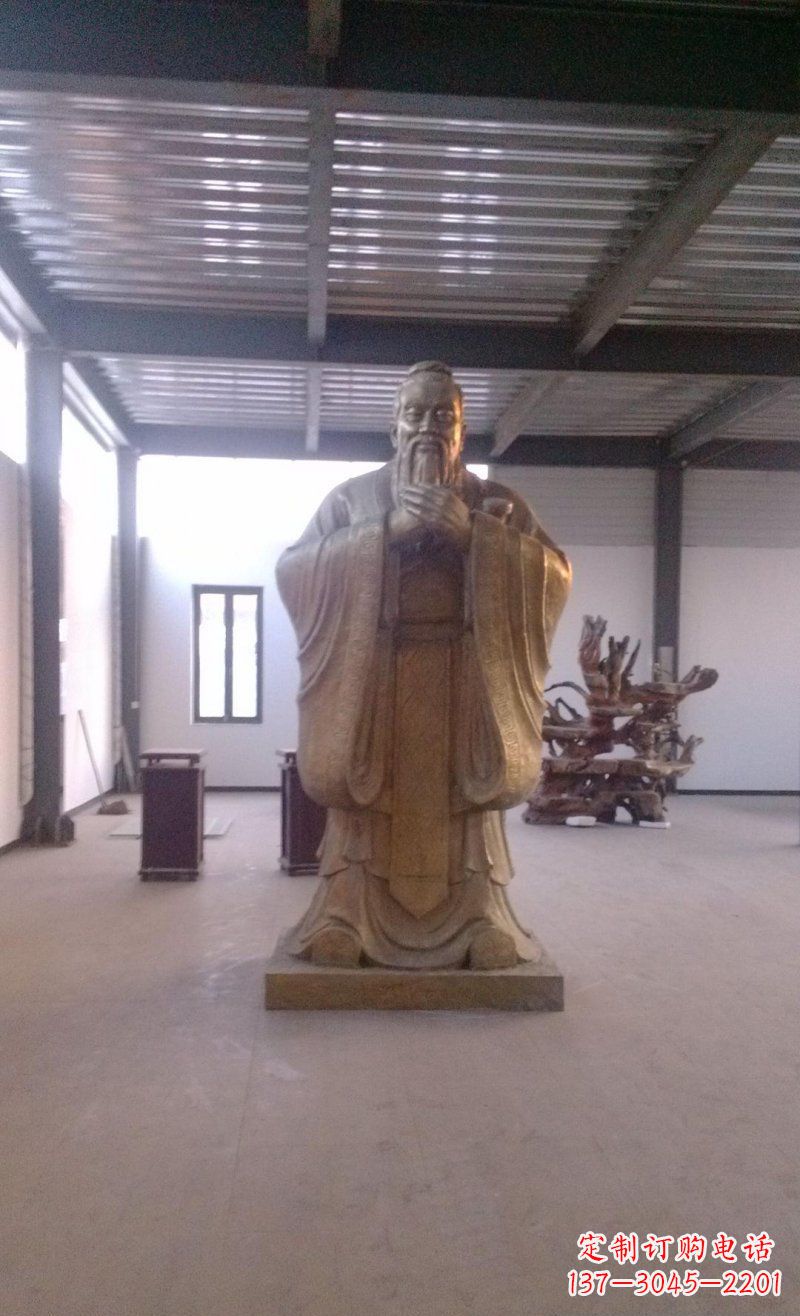 常州校园仿铜老子玻璃钢名人雕塑