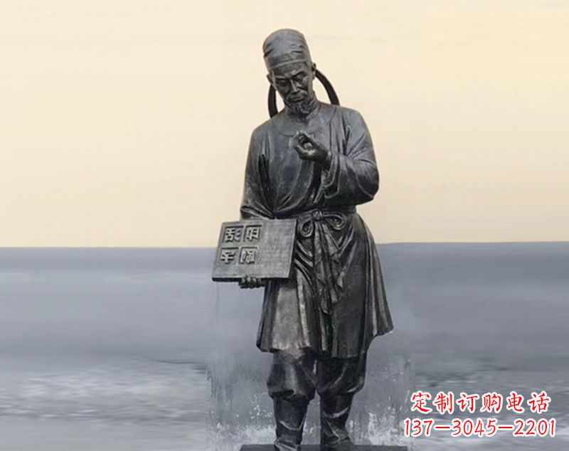 常州校园古代名人毕昇和活字印刷术铜雕