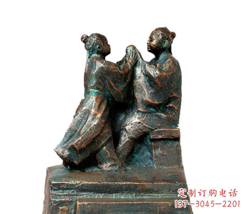 常州校园古代孔融让梨人物铜雕