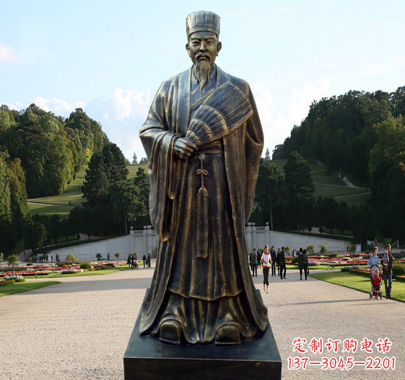 常州校园古代名人诸葛亮铜雕