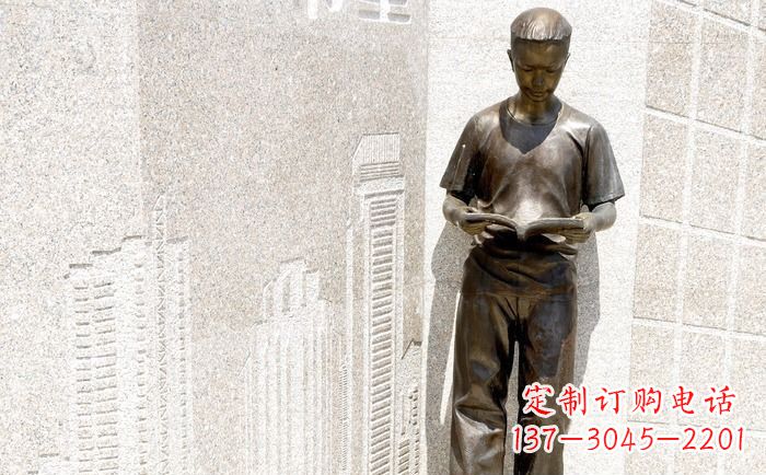常州校园看书的学生人物铜雕