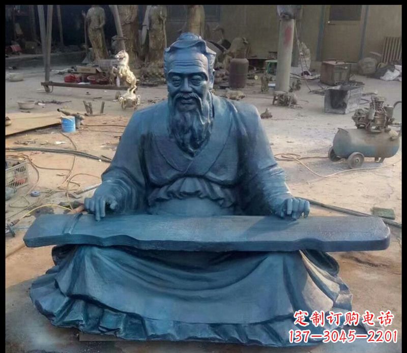 常州校园孔子弹琴铜雕
