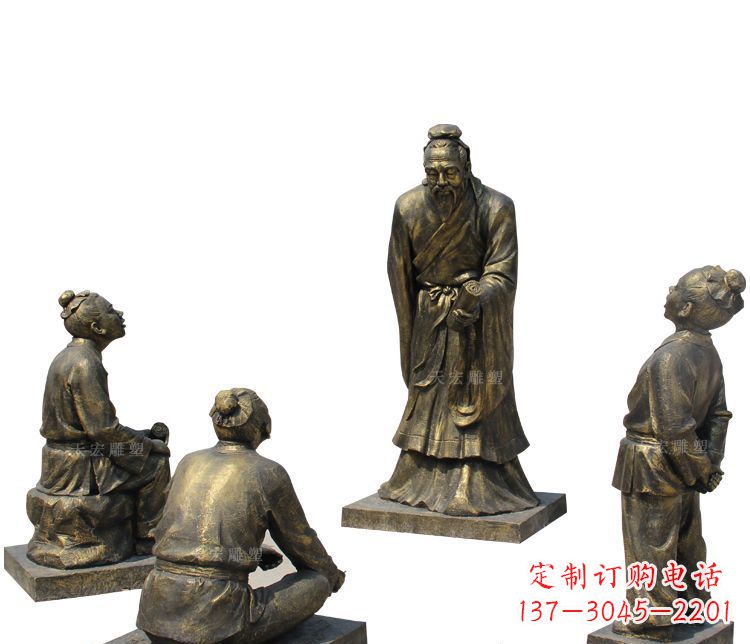 常州校园孔子讲学铜雕塑