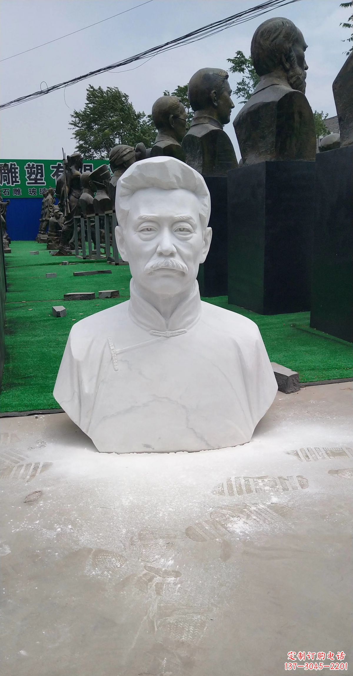 常州校园名人汉白玉鲁迅头像