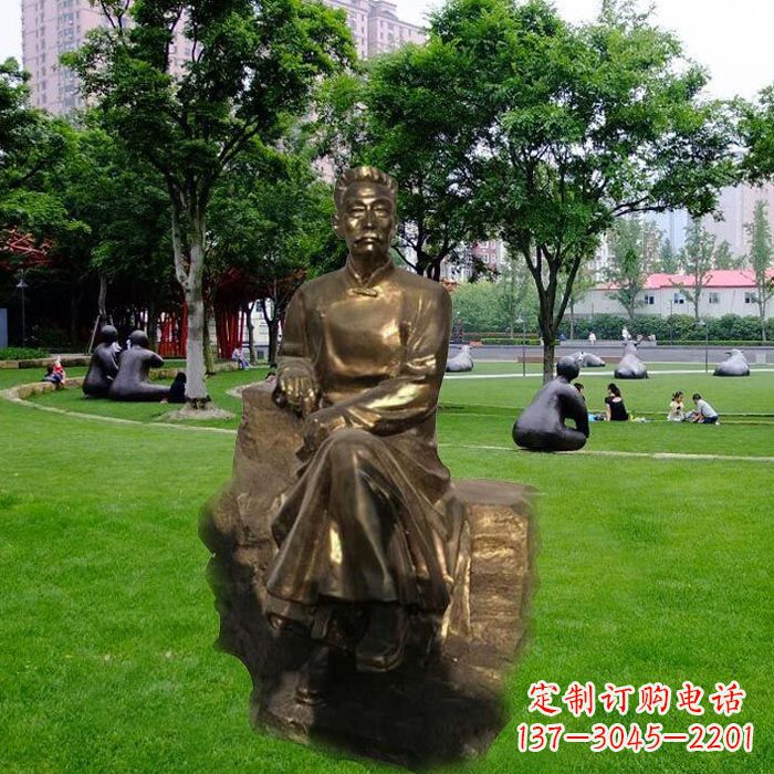 常州校园名人鲁迅先生玻璃钢仿铜雕像