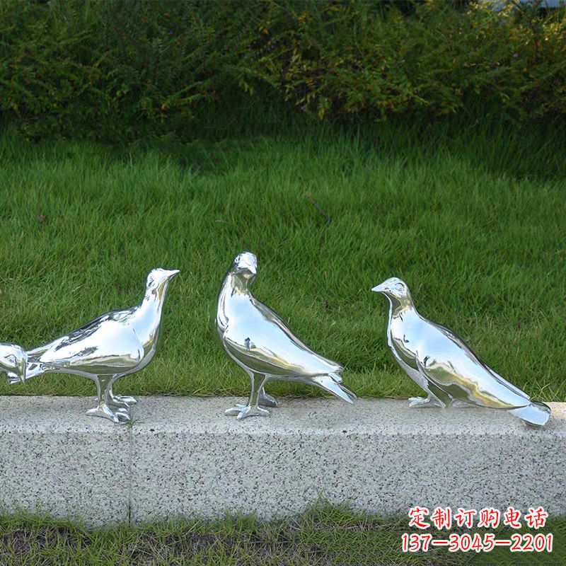 常州银白色不锈钢电镀鸽子雕塑摆件