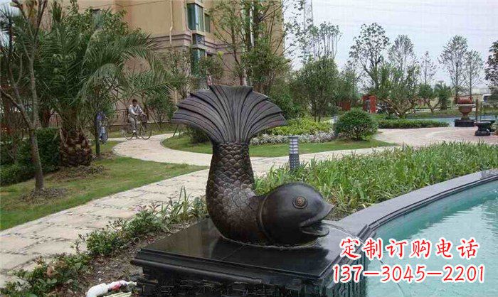 常州鱼式喷泉小区景观铜雕