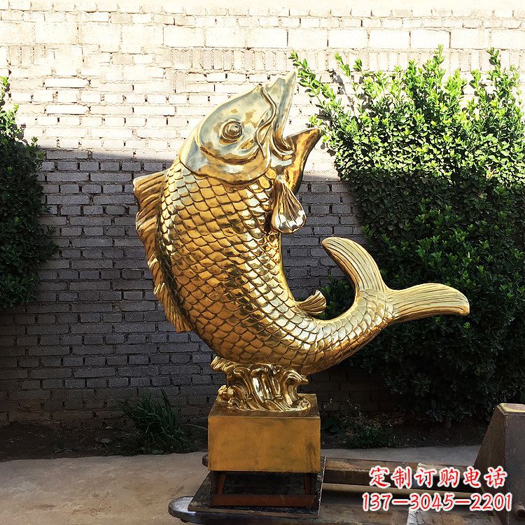 常州鱼跃景观铜雕-纯铜铸造企业商场动物雕塑摆件