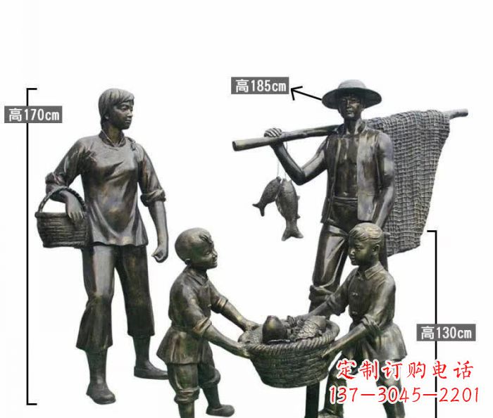 常州渔夫捕鱼民俗铜雕 (3)