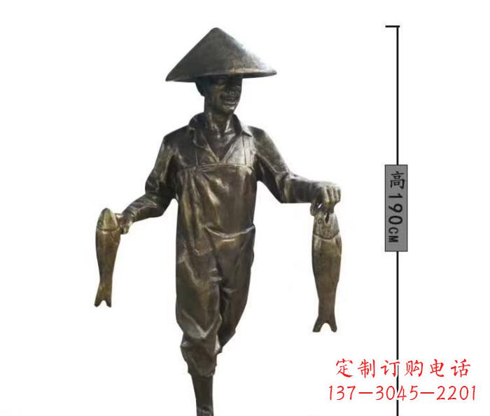 常州渔夫捕鱼民俗铜雕 (2)