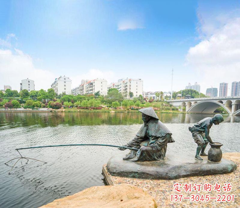 常州渔翁钓鱼公园景观铜雕