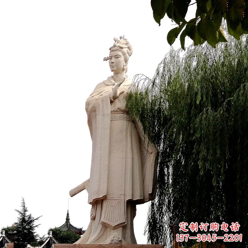 常州虞姬砂岩石雕-景区园林古代人物著名美女雕像