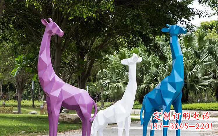 常州园林不锈钢动物长颈鹿雕塑