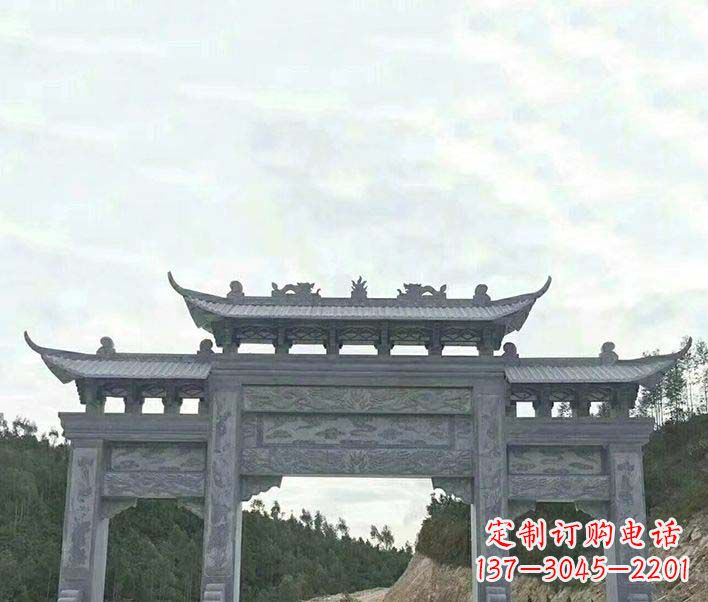 常州园林仿古三门石牌坊景观石雕