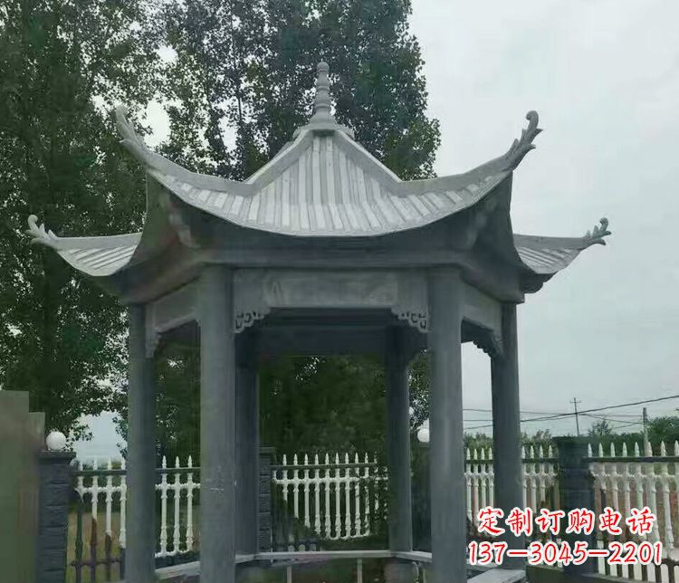 常州园林仿古石凉亭景观石雕 (2)