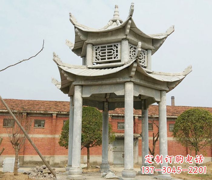 常州园林仿古双层石雕凉亭 (2)