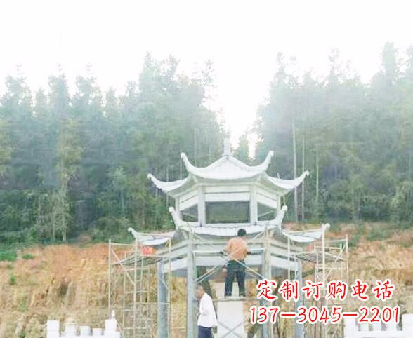 常州园林仿古双层石凉亭景观石雕 (2)