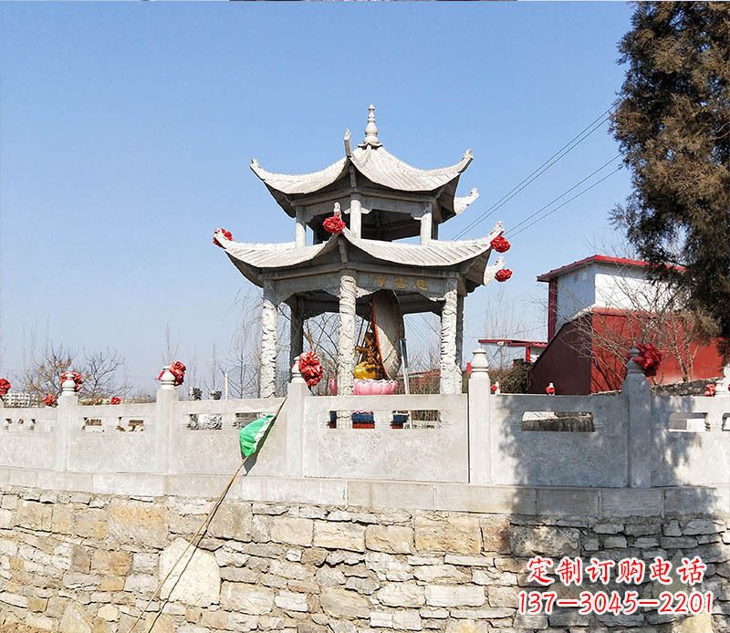 常州园林仿古双层石凉亭景观石雕 (3)