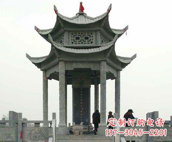 常州园林仿古双层石凉亭景观石雕