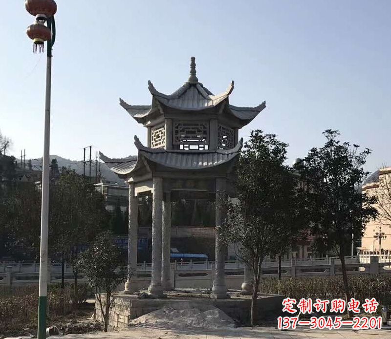常州园林仿古双层石凉亭景观石雕 (4)