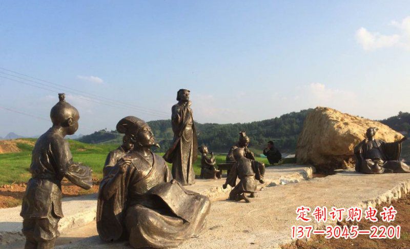 常州园林古代人物和玩耍的小孩小品铜雕
