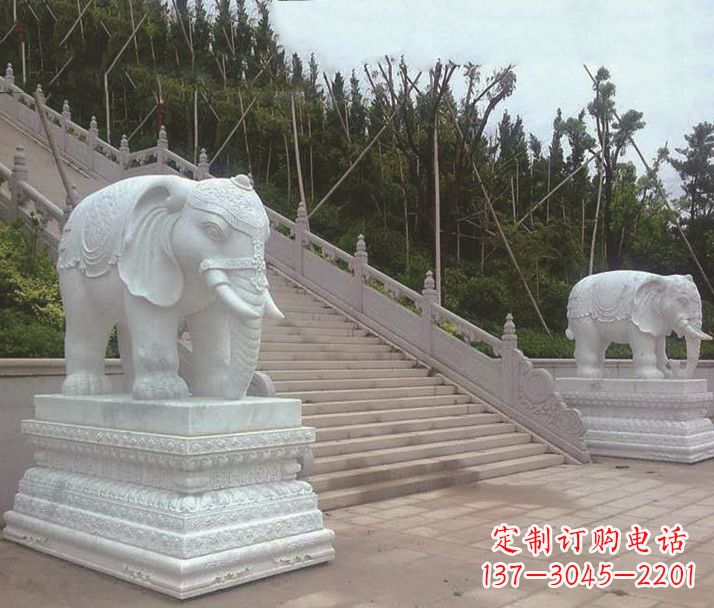 常州园林汉白玉大象景观石雕
