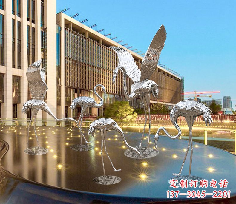 常州园林火烈鸟不锈钢雕塑