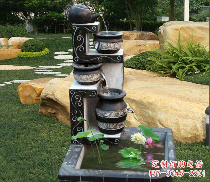 常州园林景观茶壶流水池石雕