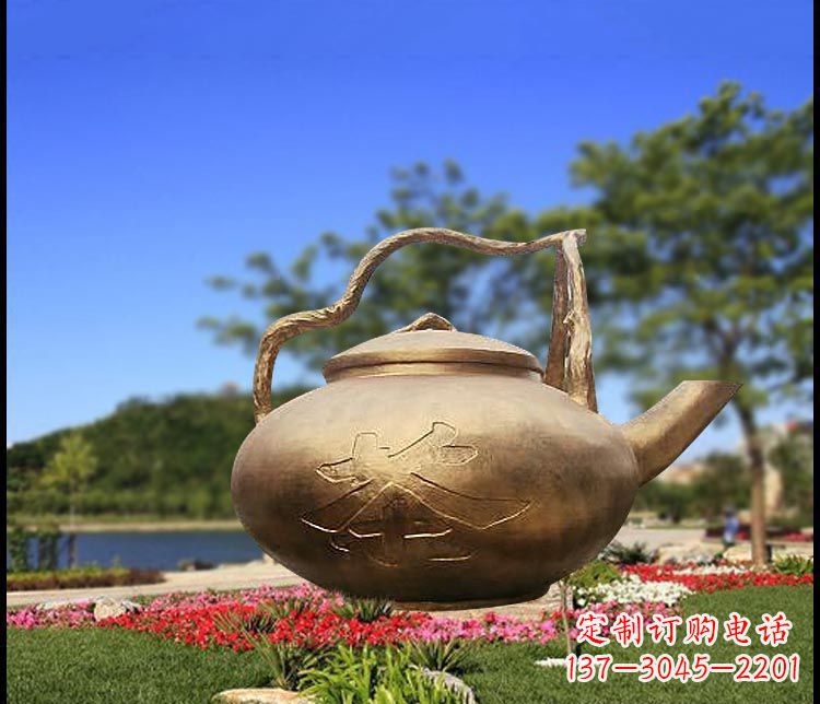 常州园林景观茶壶铜雕
