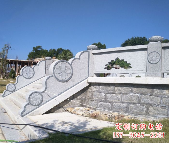 常州园林景观大理石镂空莲花石栏板 (2)