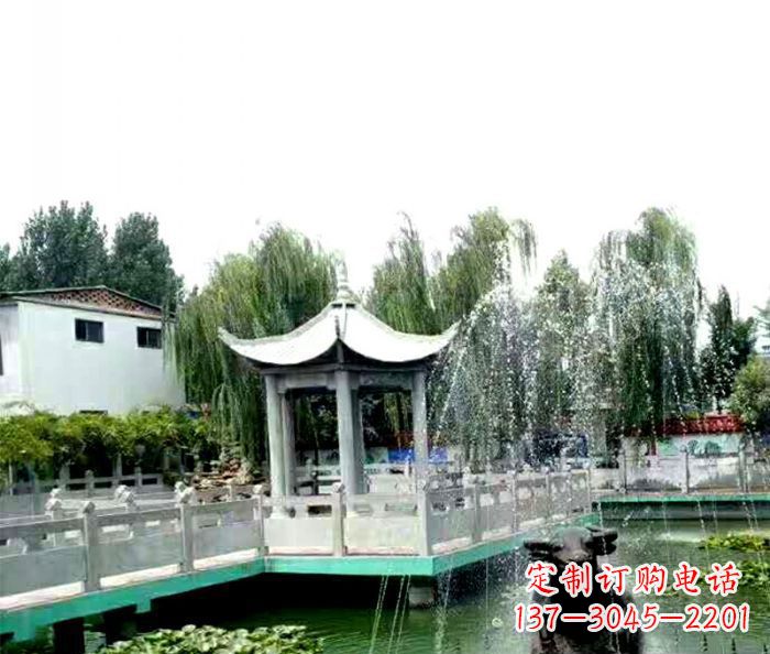 常州园林景观单层六角石雕凉亭