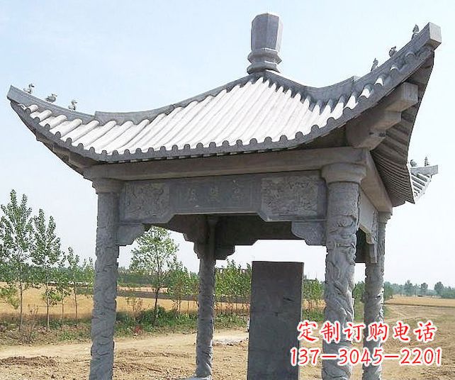 常州园林景观单层石雕凉亭 (4)