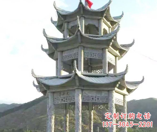 常州园林景观多层凉亭石雕 (3)
