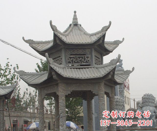 常州园林景观仿古石雕凉亭 (2)