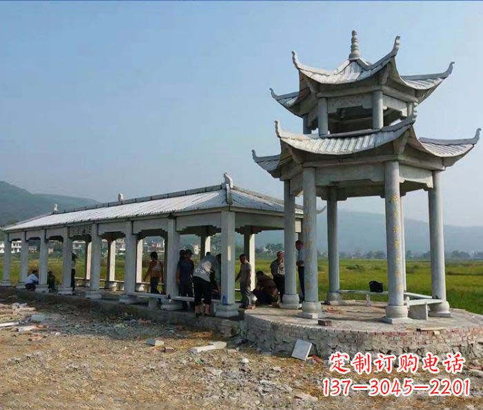 常州园林景观仿古石雕长廊凉亭