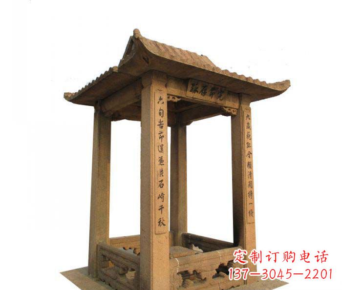 常州园林景观四角石雕凉亭