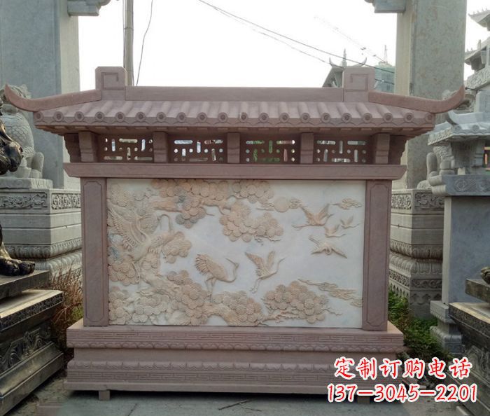 常州园林景观松鹤石浮雕影壁