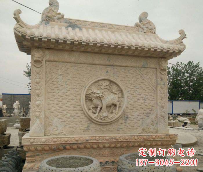 常州园林景观晚霞红石雕影壁